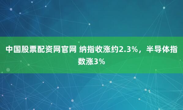 中国股票配资网官网 纳指收涨约2.3%，半导体指数涨3%